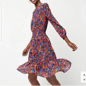 J. Crew Vibrant Long Sleeve Floral Dress